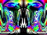 Photoshop-generated graphic of teeth psychedelically gnashing